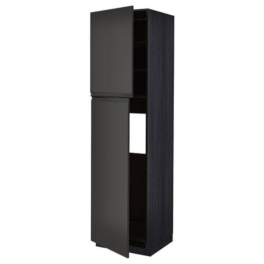 Ikea METOD - High cabinet for fridge w 2 doors, black/Upplöv matt anthracite, 60x60x220 cm