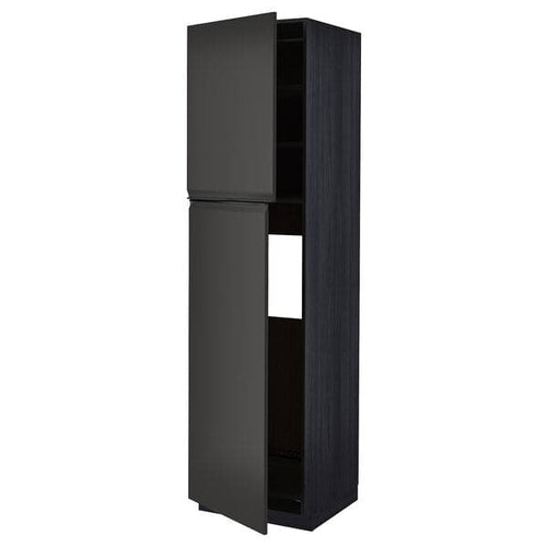 METOD - High cabinet for fridge w 2 doors, black/Upplöv matt anthracite, 60x60x220 cm