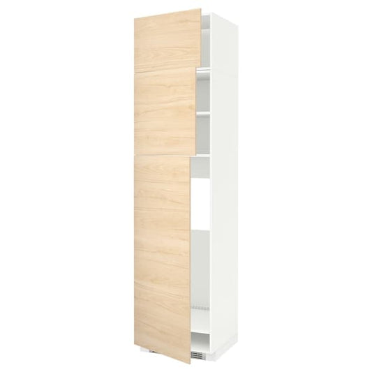 Ikea METOD - High cab for fridge with 3 doors, white/Askersund light ash effect , 60x60x240 cm