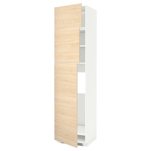 METOD - High cab for fridge with 3 doors, white/Askersund light ash effect , 60x60x240 cm