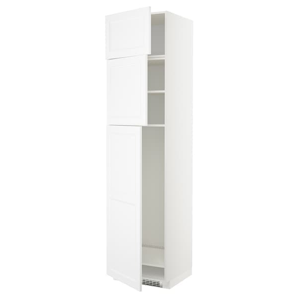 Ikea METOD - High cab for fridge with 3 doors, white/Axstad matt white , 60x60x240 cm