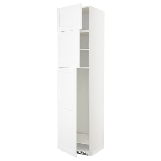 Ikea METOD - High cab for fridge with 3 doors, white/Axstad matt white , 60x60x240 cm