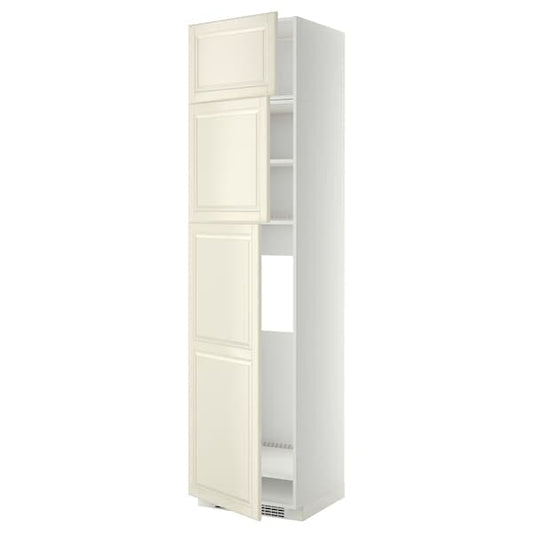 METOD - High cab for fridge with 3 doors, white/Bodbyn off-white , 60x60x240 cm - best price from Maltashopper.com 99456656