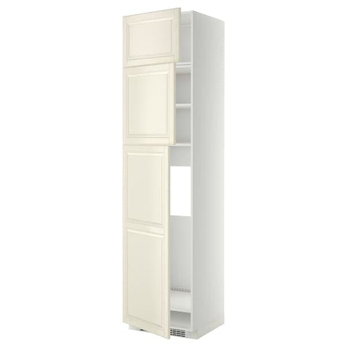 METOD - High cab for fridge with 3 doors, white/Bodbyn off-white , 60x60x240 cm