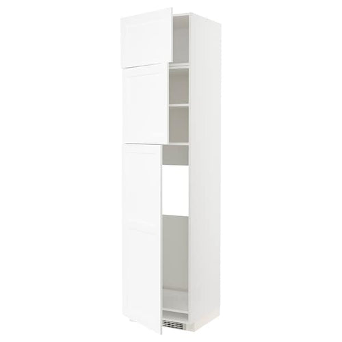 METOD - METOD High cab for fridge with 3 doors, white Enköping/white wood effect, 60x60x240 cm