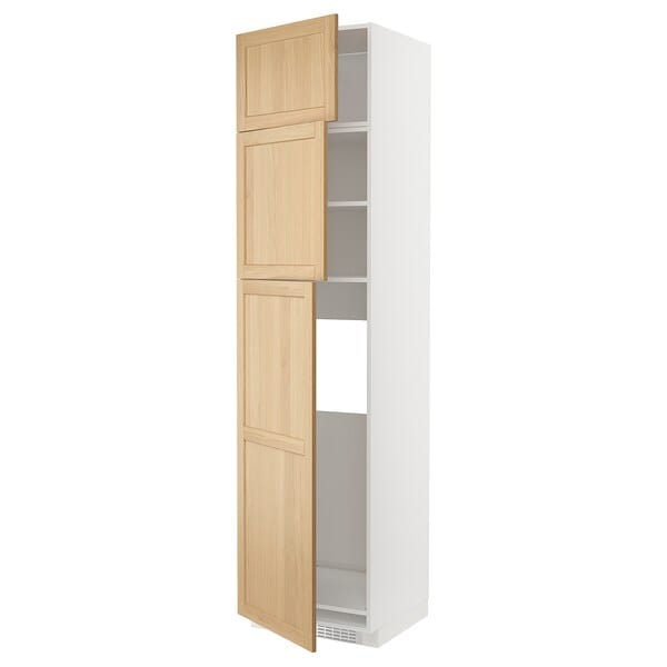 Ikea METOD - High cab for fridge with 3 doors, white/Forsbacka oak, 60x60x240 cm