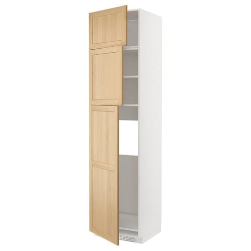 METOD - METOD High cab for fridge with 3 doors, white/Forsbacka oak, 60x60x240 cm