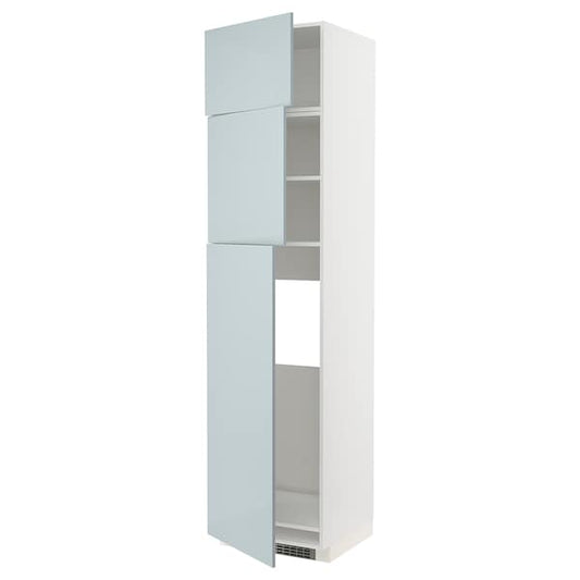 Ikea METOD - High cab for fridge with 3 doors, white/Kallarp light grey-blue , 60x60x240 cm