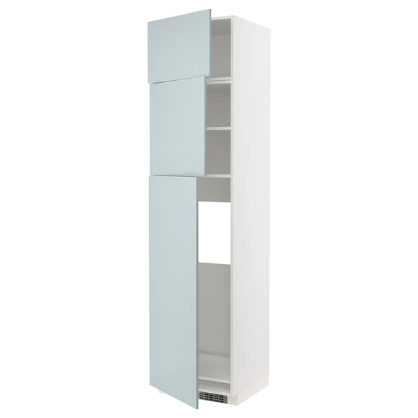 METOD - High cab for fridge with 3 doors, white/Kallarp light grey-blue , 60x60x240 cm