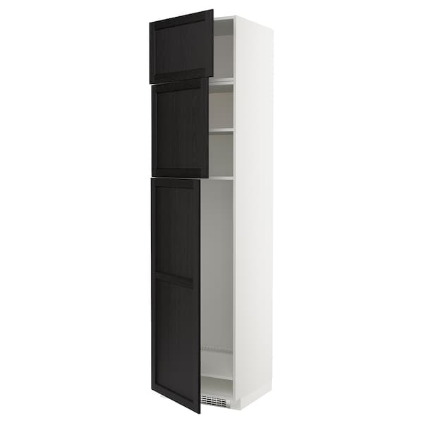 Ikea METOD - High cab for fridge with 3 doors, white/Lerhyttan black stained , 60x60x240 cm