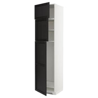 METOD high cab for fridge with 3 doors, white/Lerhyttan black stained, 60x60x240 cm