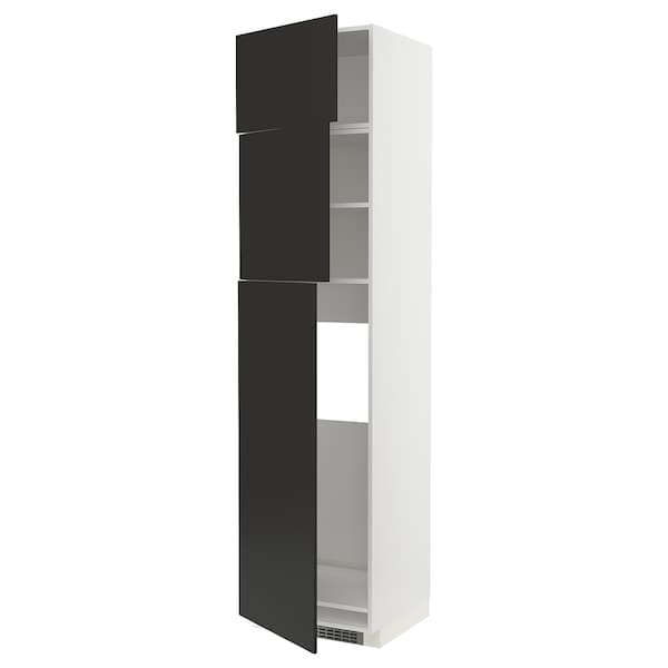 METOD - High cab for fridge with 3 doors, white/Nickebo matt anthracite , 60x60x240 cm - best price from Maltashopper.com 99497483