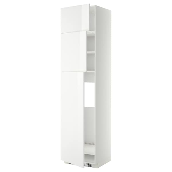 METOD - High cab for fridge with 3 doors, white/Ringhult white, 60x60x240 cm