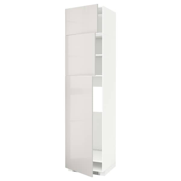 Ikea METOD - High cab for fridge with 3 doors, white/Ringhult light grey , 60x60x240 cm