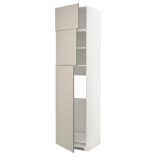 Ikea METOD - High cab for fridge with 3 doors, white/Stensund beige , 60x60x240 cm