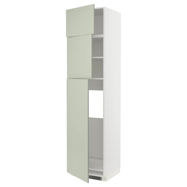 Ikea METOD - High cab for fridge with 3 doors, white/Stensund light green, 60x60x240 cm