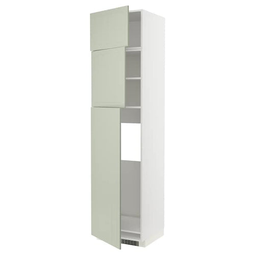 METOD - METOD High cab for fridge with 3 doors, white/Stensund light green, 60x60x240 cm