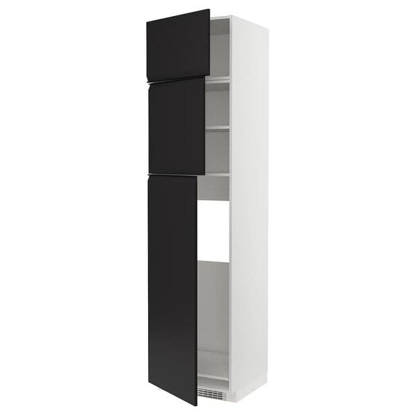 METOD - High cab for fridge with 3 doors, white/Upplöv matt anthracite , 60x60x240 cm