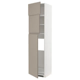 METOD high cab for fridge with 3 doors, white/Upplöv matt dark beige, 60x60x240 cm