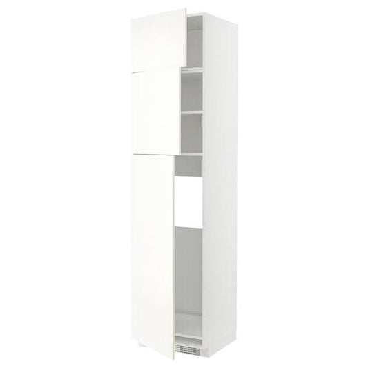METOD - High cab for fridge with 3 doors, white/Vallstena white, 60x60x240 cm - best price from Maltashopper.com 49507366