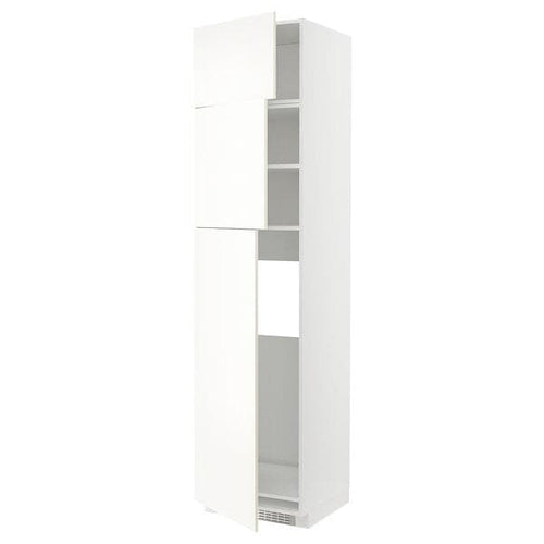 METOD - High cab for fridge with 3 doors, white/Vallstena white, 60x60x240 cm