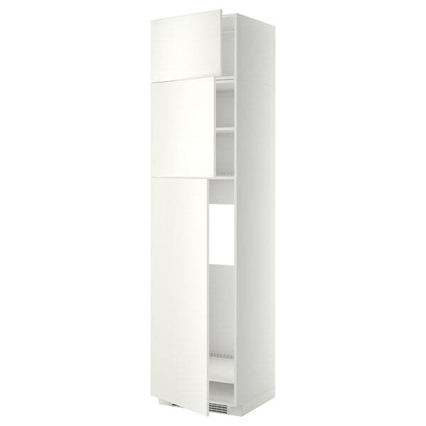 METOD - High cab for fridge with 3 doors, white/Veddinge white , 60x60x240 cm - best price from Maltashopper.com 99454214