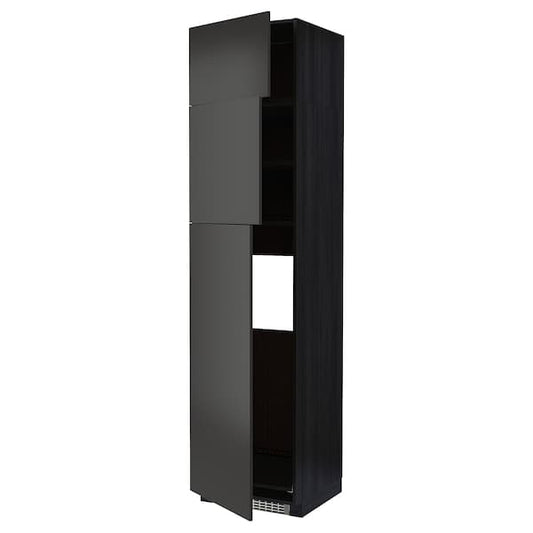 Ikea METOD - High cab for fridge with 3 doors, black/Nickebo matt anthracite , 60x60x240 cm