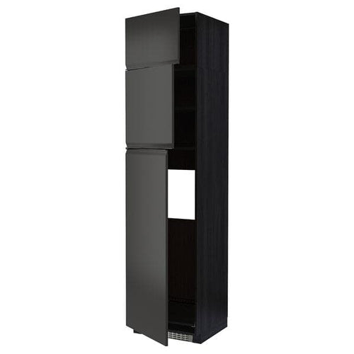 METOD - High cab for fridge with 3 doors, black/Upplöv matt anthracite, 60x60x240 cm