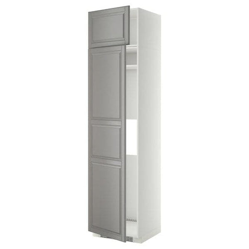 METOD - Hi cab f fridge or freezer w 2 drs, white/Bodbyn grey , 60x60x240 cm