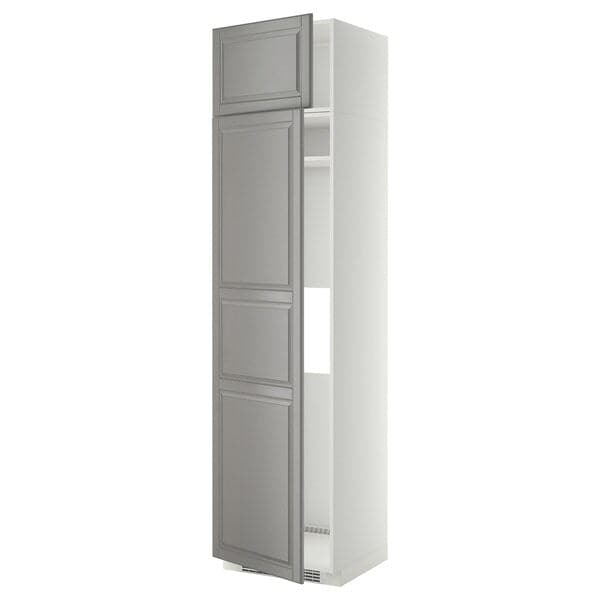METOD - Hi cab f fridge or freezer w 2 drs, white/Bodbyn grey , 60x60x240 cm
