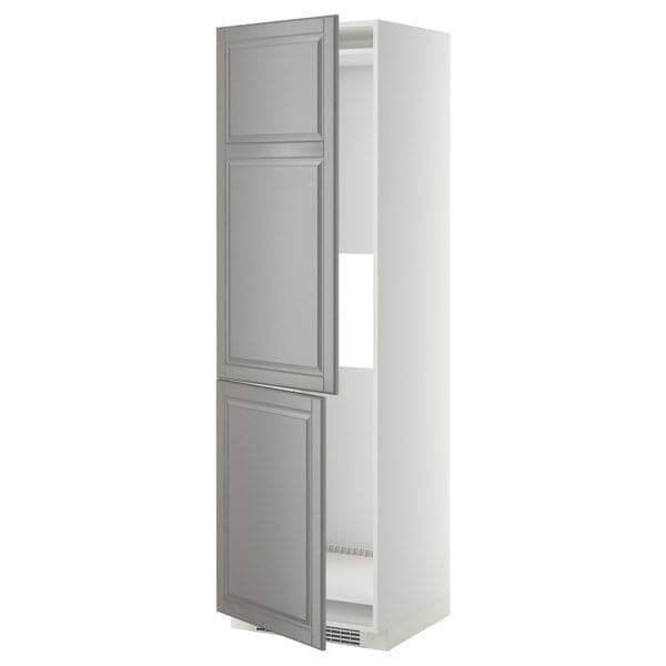 Ikea METOD - Hi cab f fridge or freezer w 2 drs, white/Bodbyn grey, 60x60x200 cm