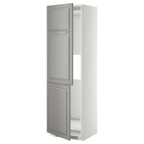 METOD - Hi cab f fridge or freezer w 2 drs, white/Bodbyn grey, 60x60x200 cm