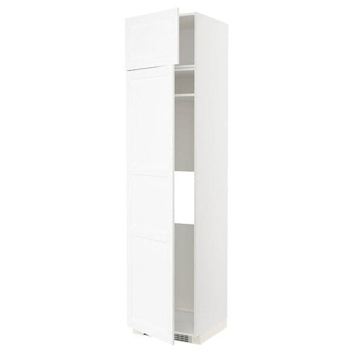METOD - METOD Hi cab f fridge or freezer w 2 drs, white Enköping/white wood effect, 60x60x240 cm