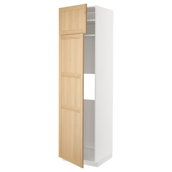 METOD - Hi cab f fridge or freezer w 2 drs, white/Forsbacka oak, 60x60x220 cm