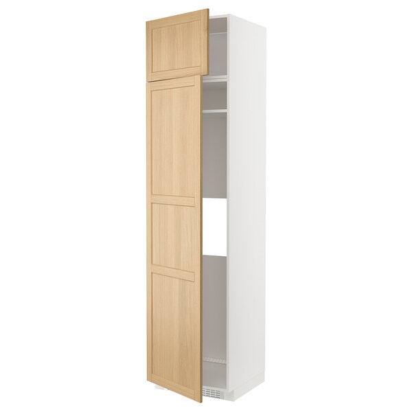 METOD - Hi cab f fridge or freezer w 2 drs, white/Forsbacka oak, 60x60x240 cm