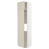 METOD hi cab f fridge or freezer w 2 drs, white/Havstorp beige, 60x60x240 cm