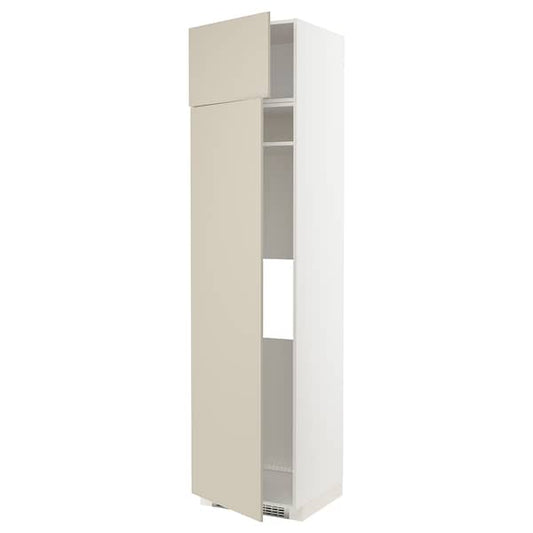 METOD - Hi cab f fridge or freezer w 2 drs, white/Havstorp beige , 60x60x240 cm - best price from Maltashopper.com 59458129