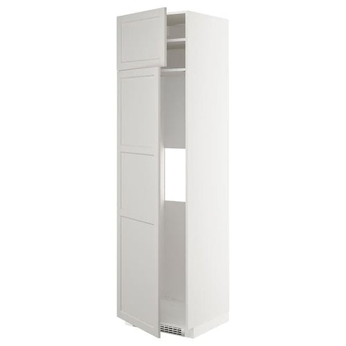 METOD - METOD Hi cab f fridge or freezer w 2 drs, white/Lerhyttan light grey, 60x60x220 cm