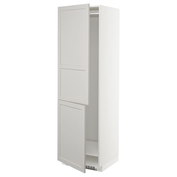 Ikea METOD - Hi cab f fridge or freezer w 2 drs, white/Lerhyttan light grey, 60x60x200 cm