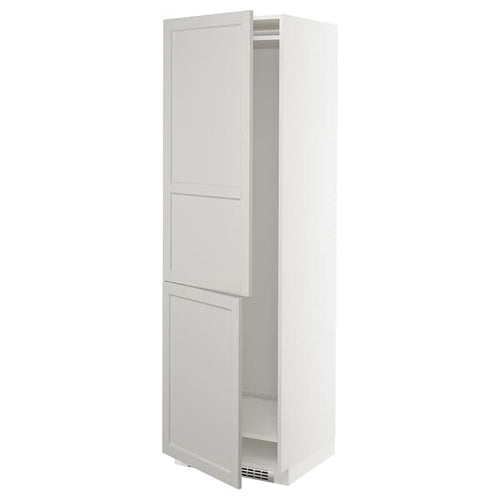 METOD - Hi cab f fridge or freezer w 2 drs, white/Lerhyttan light grey, 60x60x200 cm