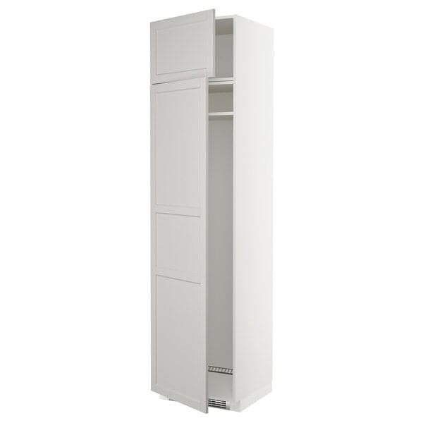 METOD - Hi cab f fridge or freezer w 2 drs, white/Lerhyttan light grey, 60x60x240 cm - best price from Maltashopper.com 19458065