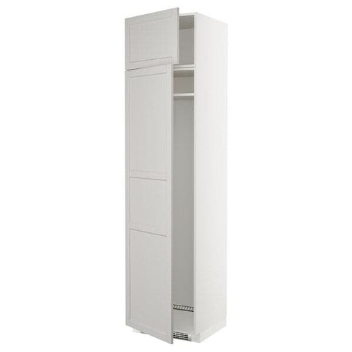 METOD - METOD Hi cab f fridge or freezer w 2 drs, white/Lerhyttan light grey, 60x60x240 cm