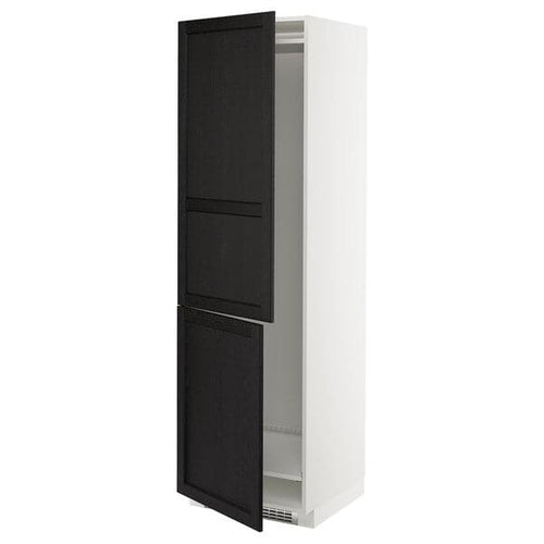 METOD - Hi cab f fridge or freezer w 2 drs, white/Lerhyttan black stained , 60x60x200 cm