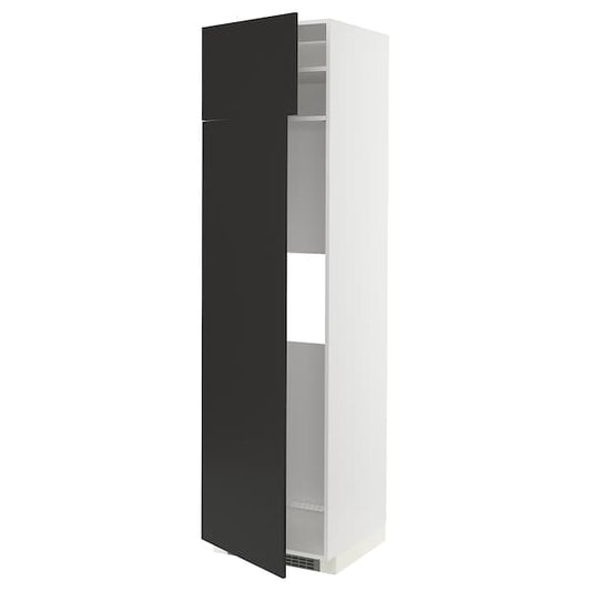 Ikea METOD - Hi cab f fridge or freezer w 2 drs, white/Nickebo matt anthracite, 60x60x220 cm