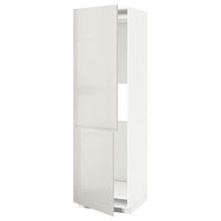METOD hi cab f fridge or freezer w 2 drs, white/Ringhult light grey, 60x60x200 cm