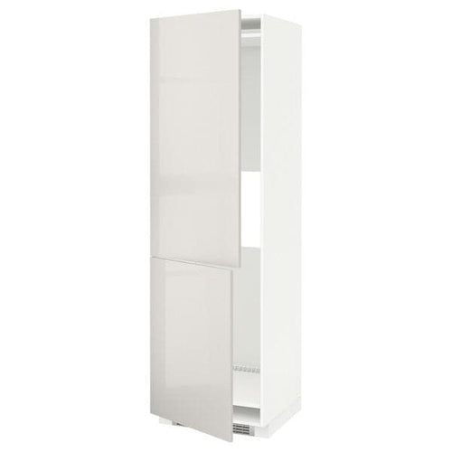 METOD - Hi cab f fridge or freezer w 2 drs, white/Ringhult light grey , 60x60x200 cm