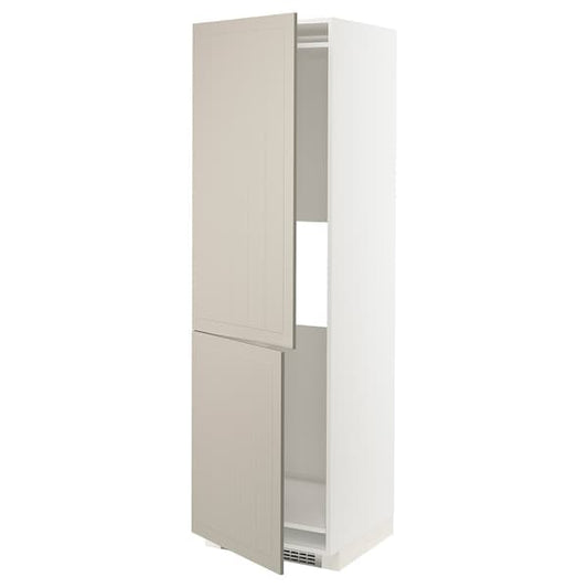 METOD - Hi cab f fridge or freezer w 2 drs, white/Stensund beige, 60x60x200 cm - best price from Maltashopper.com 89407831