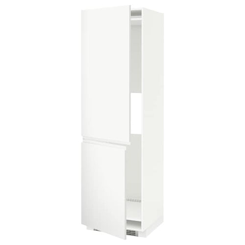 METOD - Hi cab f fridge or freezer w 2 drs, white/Voxtorp matt white, 60x60x200 cm