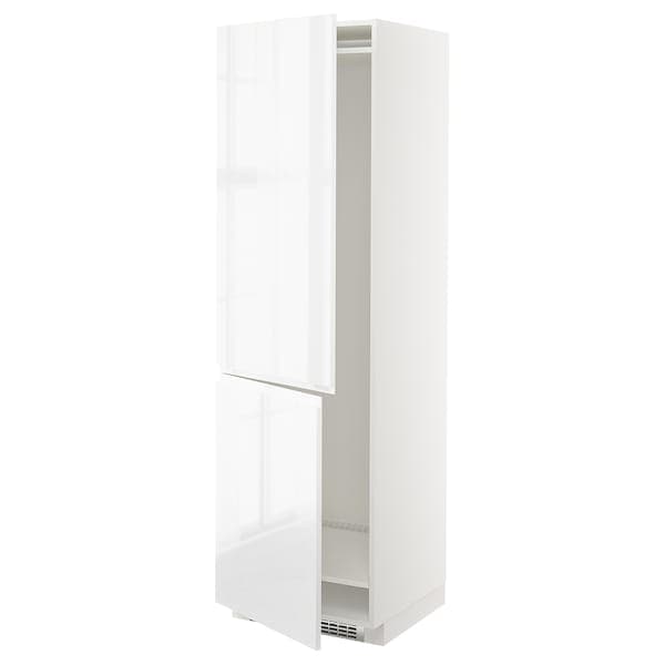 Ikea METOD - Hi cab f fridge or freezer w 2 drs, white/Voxtorp high-gloss/white, 60x60x200 cm