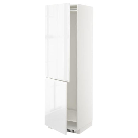 Ikea METOD - Hi cab f fridge or freezer w 2 drs, white/Voxtorp high-gloss/white, 60x60x200 cm